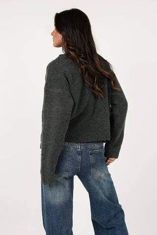 Knitted cardigan with buttons grey - Ezra