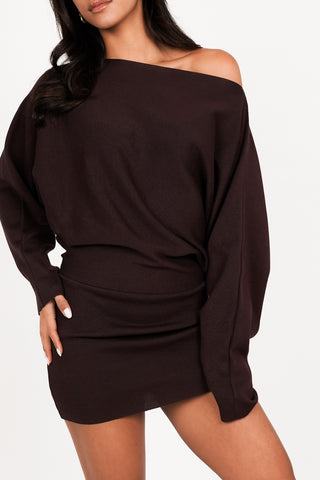 Strickkleid mit weiten Ärmeln braun - Kyra