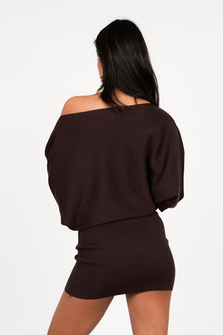 Strickkleid mit weiten Ärmeln braun - Kyra