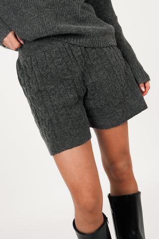 Knitted cable pattern shorts grey - Margo