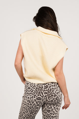 Knitted vest with zipper cream - Mexi