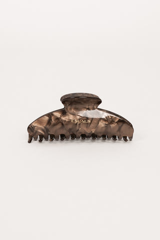 Hair clip large wide marble brown - Jelly