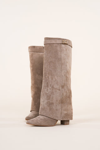 Suede khaki heels with leg warmer - Zava