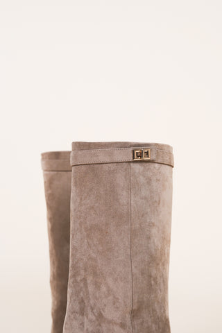 Suede khaki heels with leg warmer - Zava