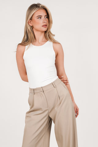 Halter Bodysuit with Stretch White - Davina