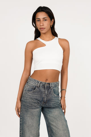 Halter crop top with cut out white - Manouk