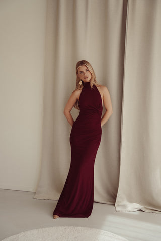 Halter maxi dress brown - Jazz