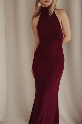 Braunes Neckholder-Maxikleid - Jazz