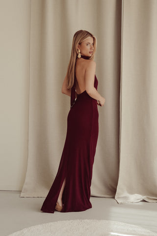 Braunes Neckholder-Maxikleid - Jazz