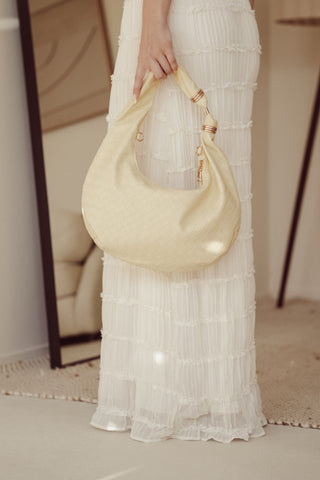Handbag braided with gold detail yellow - Zola