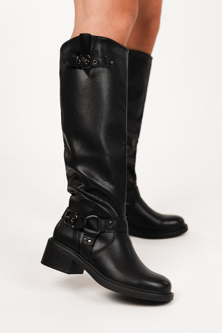 Tall black boots with buckles - Dottie