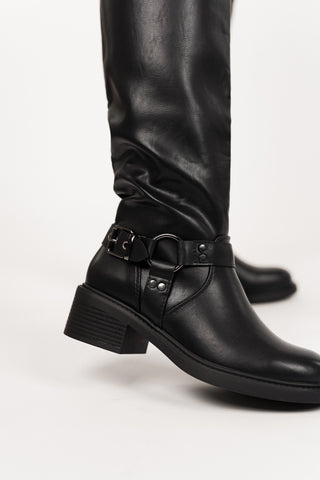 Tall black boots with buckles - Dottie