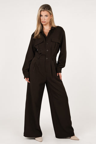 Petite cargo jumpsuit brown - Lume