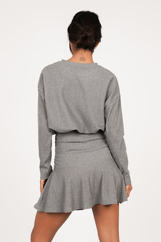 Dress with ribbed fabric and ruffle gray - Nanna