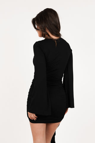 Dress with bow detail black - Lezy