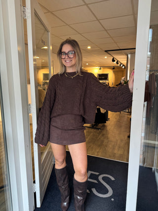 Oversized brown cable knit sweater - Kiki