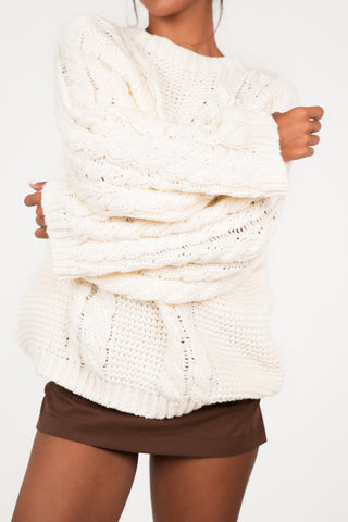 Oversized cream cable knit sweater - Kiki