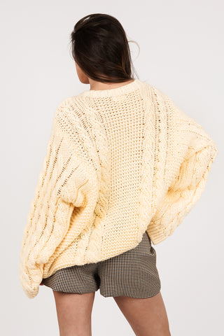 Oversized taupe cable knit sweater - Kiki