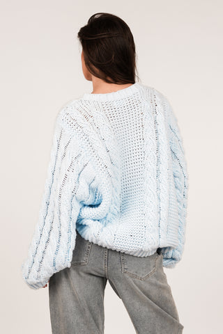 Oversized taupe cable knit sweater - Kiki