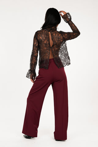 Lace blouse transparent brown - Dunya