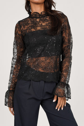 Lace blouse transparent cream - Dunya