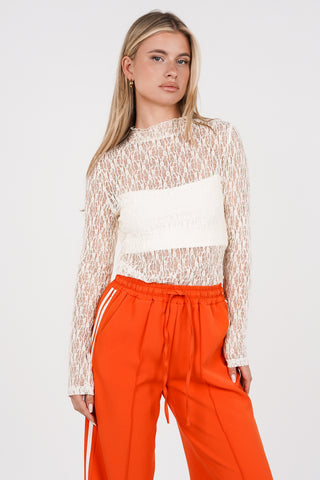Lace top with long sleeves cream - Minou