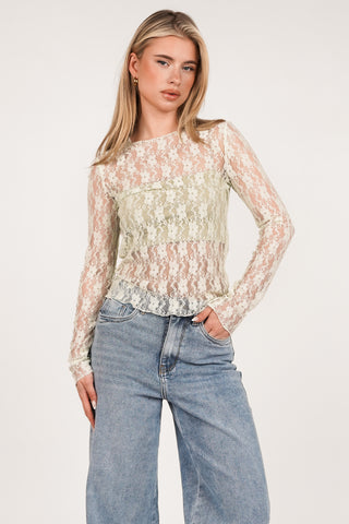 Lace top mint green with long sleeves - Amaris