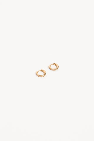 Small gold hoop earrings with rhinestones - Jamie