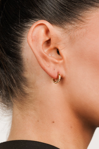 Small rhinestone hoop earrings gold - Leslie