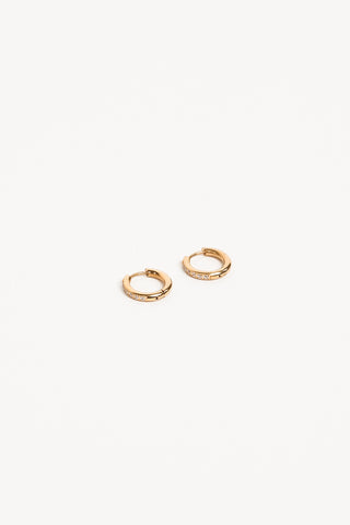 Small rhinestone hoop earrings gold - Leslie