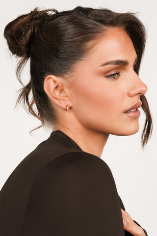 Small rhinestone hoop earrings gold - Leslie