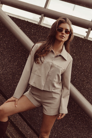 Short jacket with pockets taupe - Dion