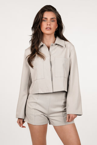 Short jacket with pockets taupe - Dion