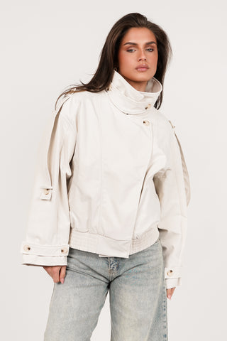 Short oversized beige trench coat - Novia