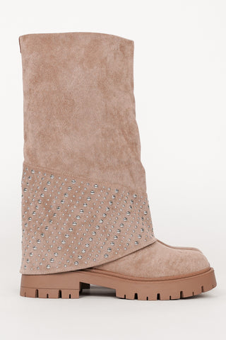Laarzen suedelook met studs beige - Quinty