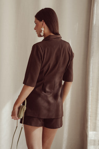 Long blazer with low V-neck brown - Montana