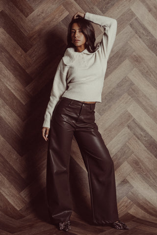 Faux leather pants brown - Sita