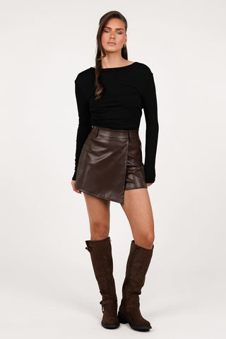 Skort in Lederoptik, schwarz - Jacky