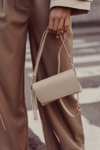 Leather clutch taupe - Axelle