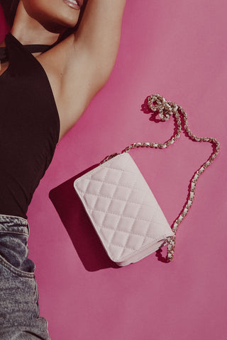 Leather crossbody bag light pink - Lyla