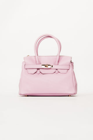 Leather handbag with gold buckle light pink - Mandy
