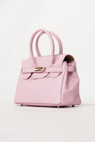 Leather handbag with gold buckle light pink - Mandy