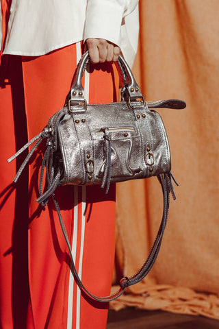 Leather slouchy handbag silver - Bailey