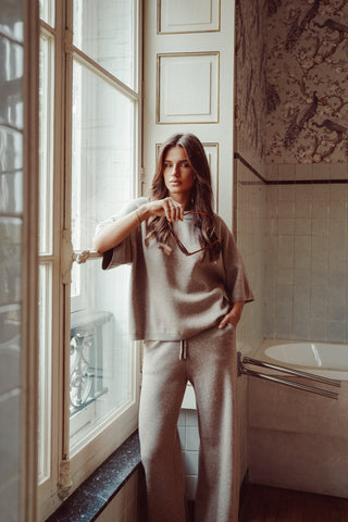 Loungewear set gebreid taupe - Harley