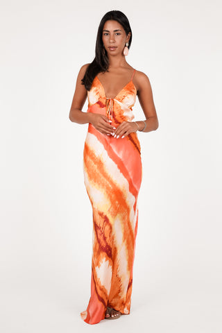 Maxi jurk tie-dye oranje - Jady