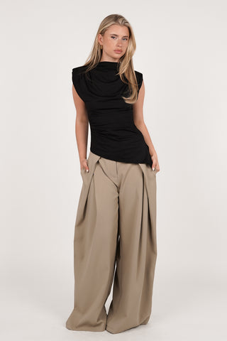 Sleeveless top asymmetric white - Linde