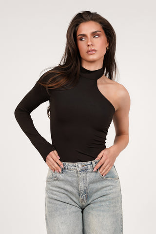 One shoulder body dark brown - Alwina