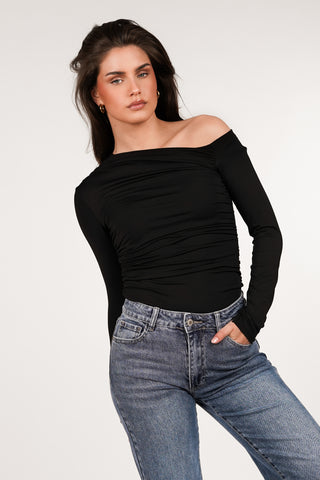 One shoulder top black - Alice