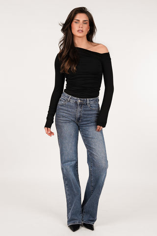 One shoulder top black - Alice