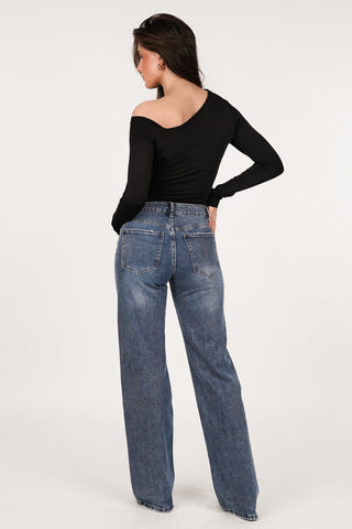 One shoulder top black - Alice